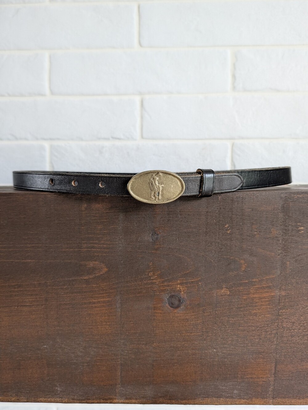 Polo Ralph Lauren Narrow Post Snap Waist Belt Black Leather 30